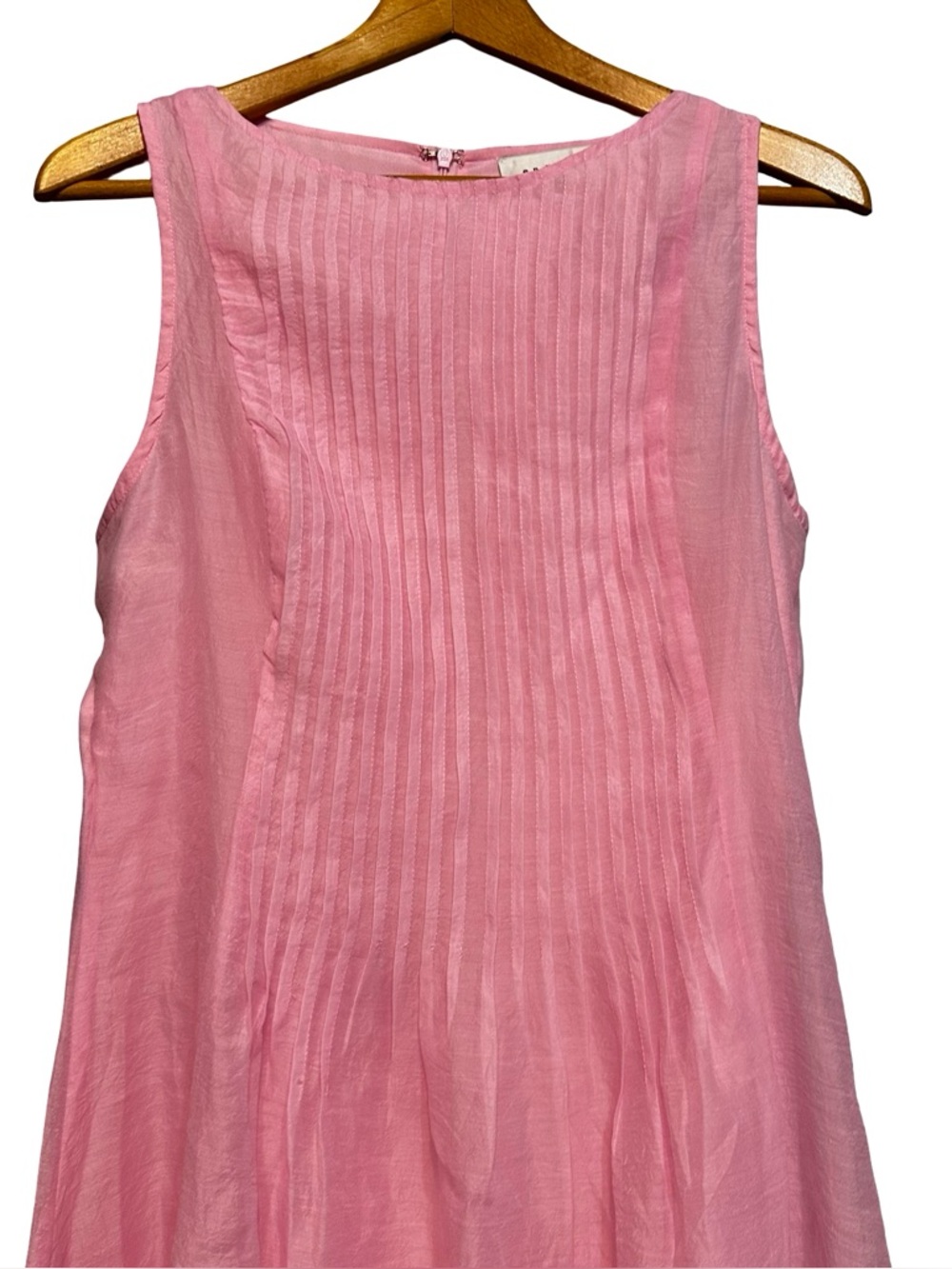 NEW Endless Rose Pink Sleeveless Midi Dress Medium Pintuck High Neck Spring - Picture 4 of 12